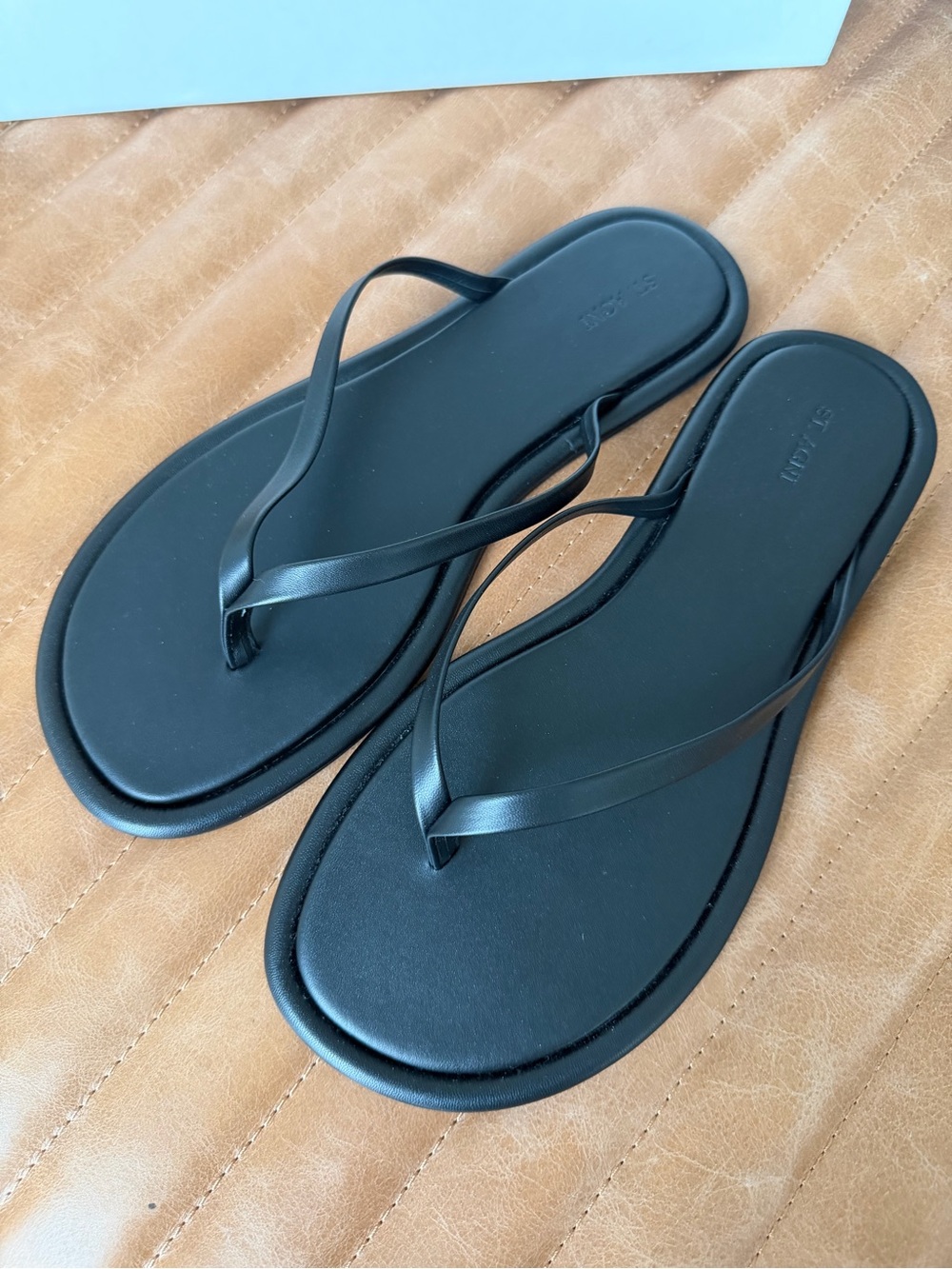 St. Agni Minimalist Black Flip Flop Sandals